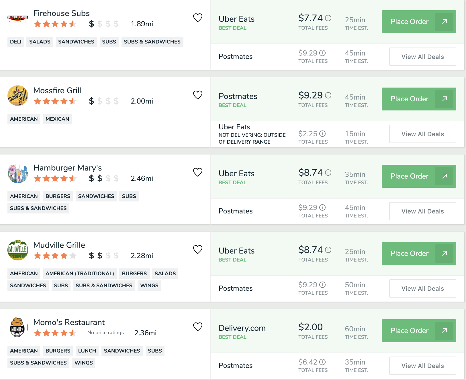 Example FoodBoss Search Results