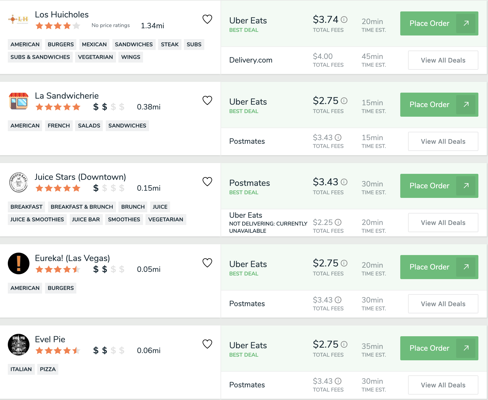 Example FoodBoss Search Results