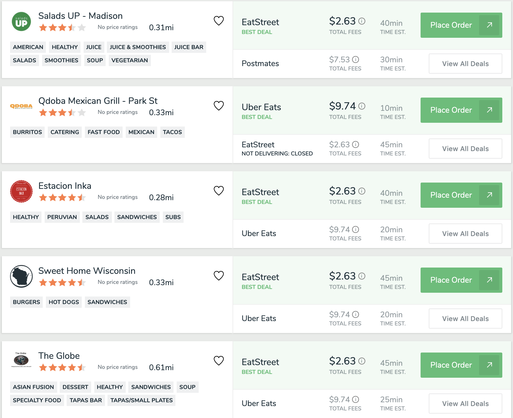 Example FoodBoss Search Results