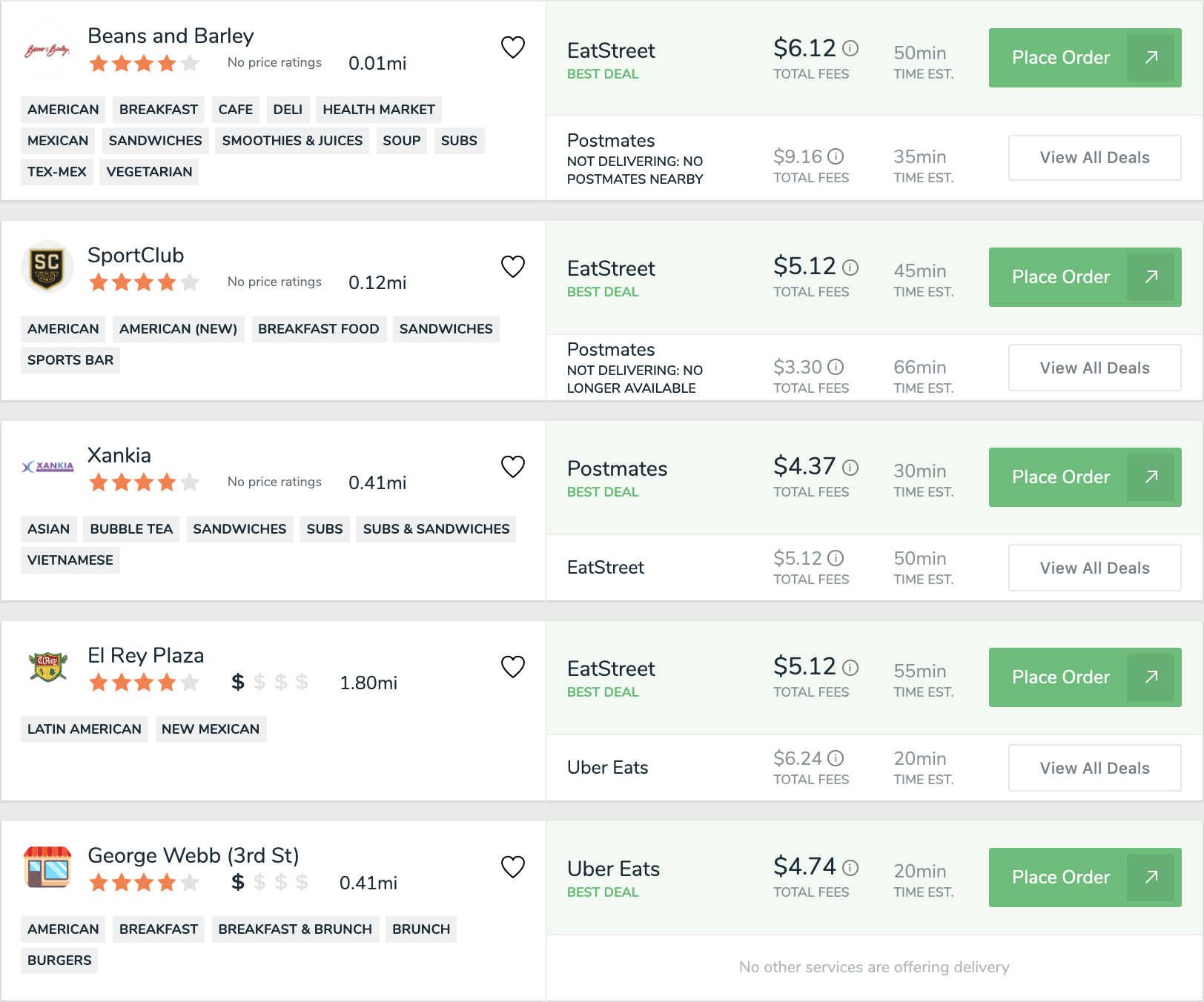 Example FoodBoss Search Results