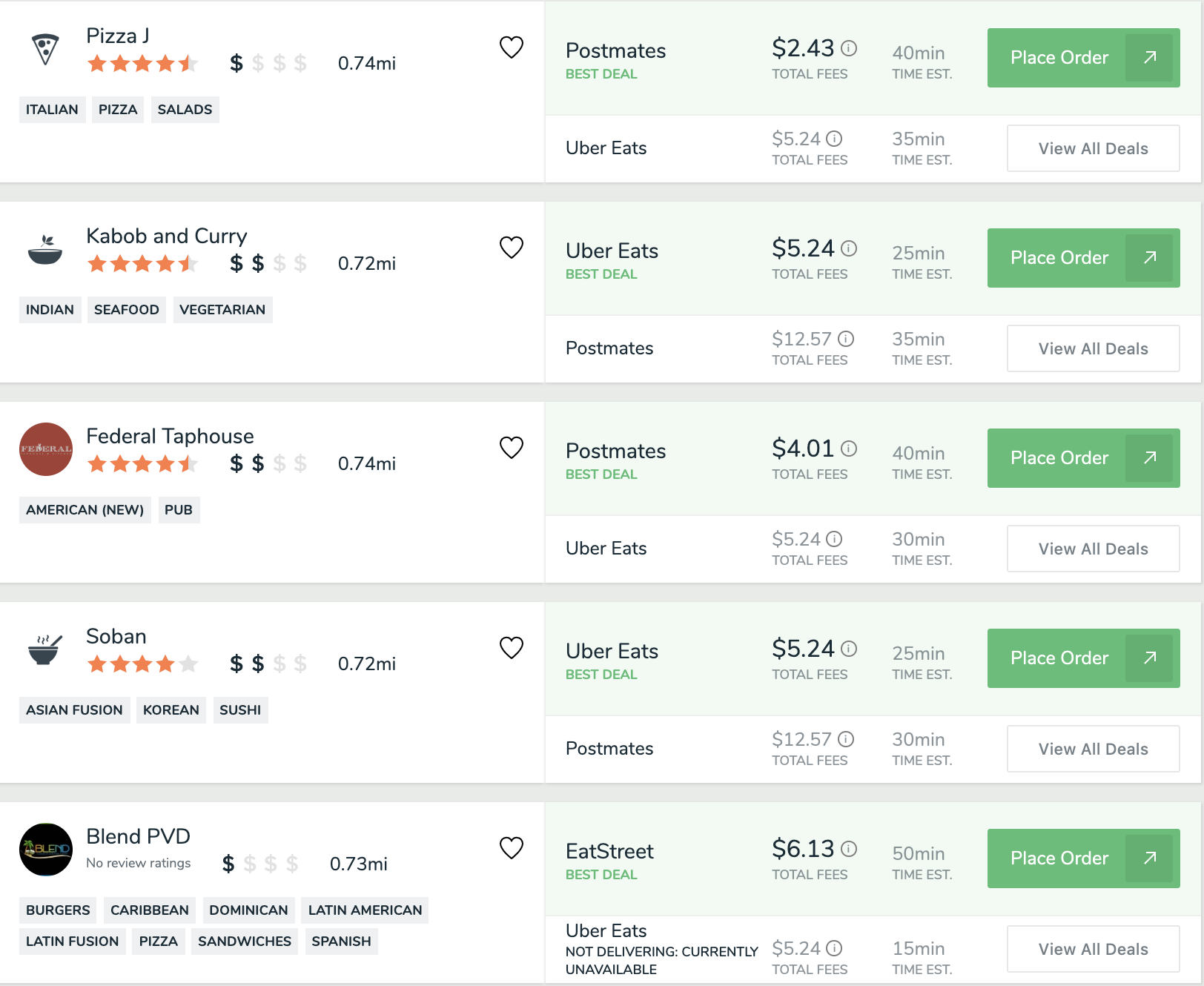 Example FoodBoss Search Results