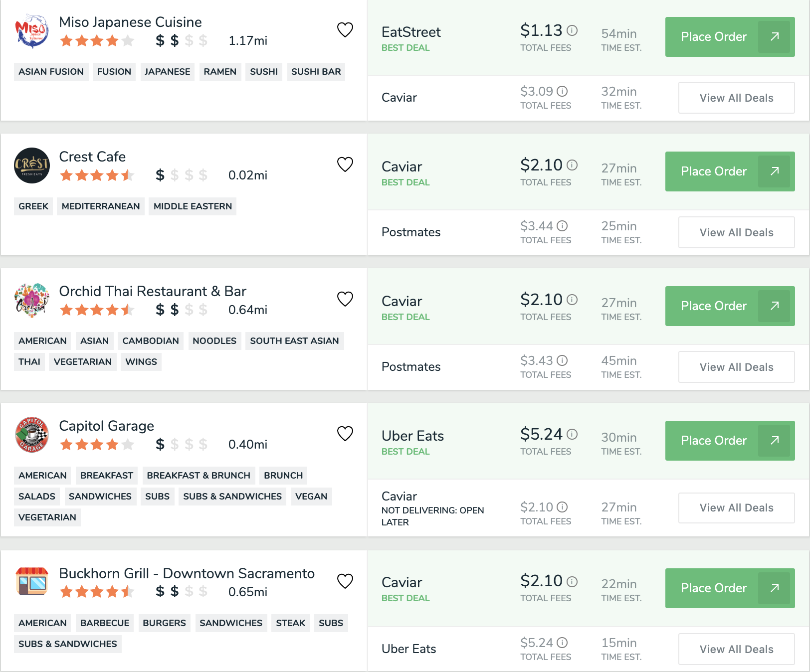 Example FoodBoss Search Results