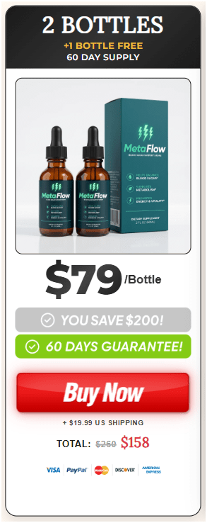 MetaFlow 5+1 Bottles FREE — 180 Day Supply — $49 per bottle — You Save $780 — Biggest Discount — 60 Days Guarantee — Total $245 — Free US Shipping — Buy Now
