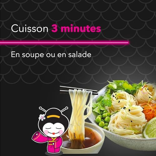 Vue 3 de Nouilles Somen Japonaises Cuisson Rapide