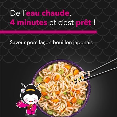 Vue 3 de Nouilles Tonkotsu Instantanées Japonaises