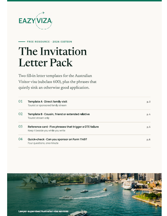 Invitation Letter Pack — Australian Visitor Visa (Subclass 600)