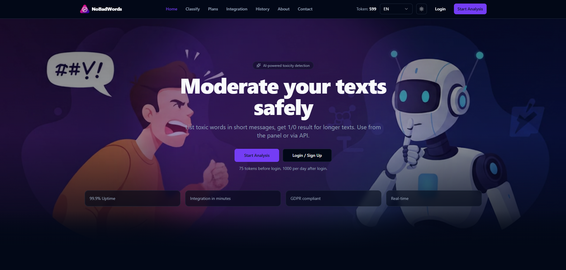 NoBadWords - AI-Powered Content Moderation Platform
