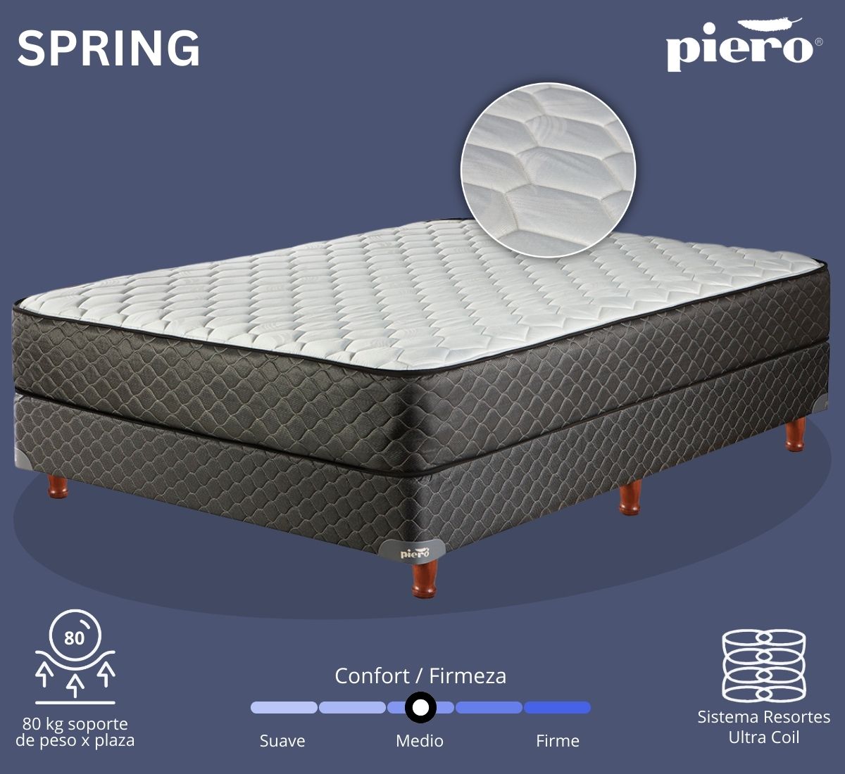 Conjunto colchón y sommier Piero Spring 2 plazas