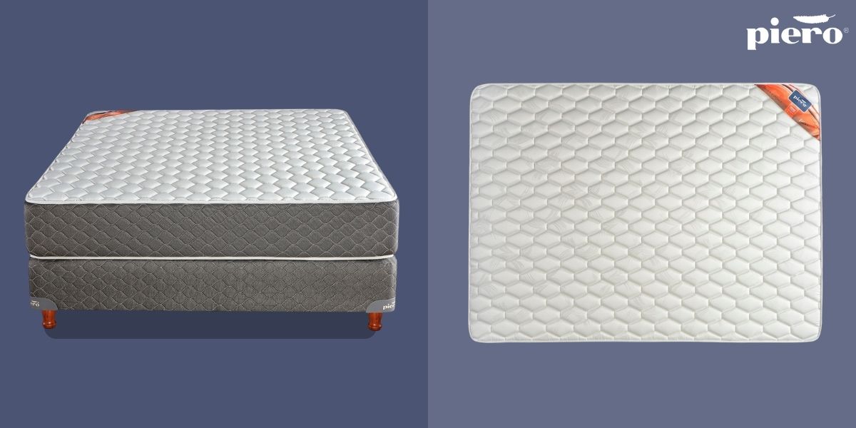 Vista lateral del conjunto de colchón y sommier Piero Foam