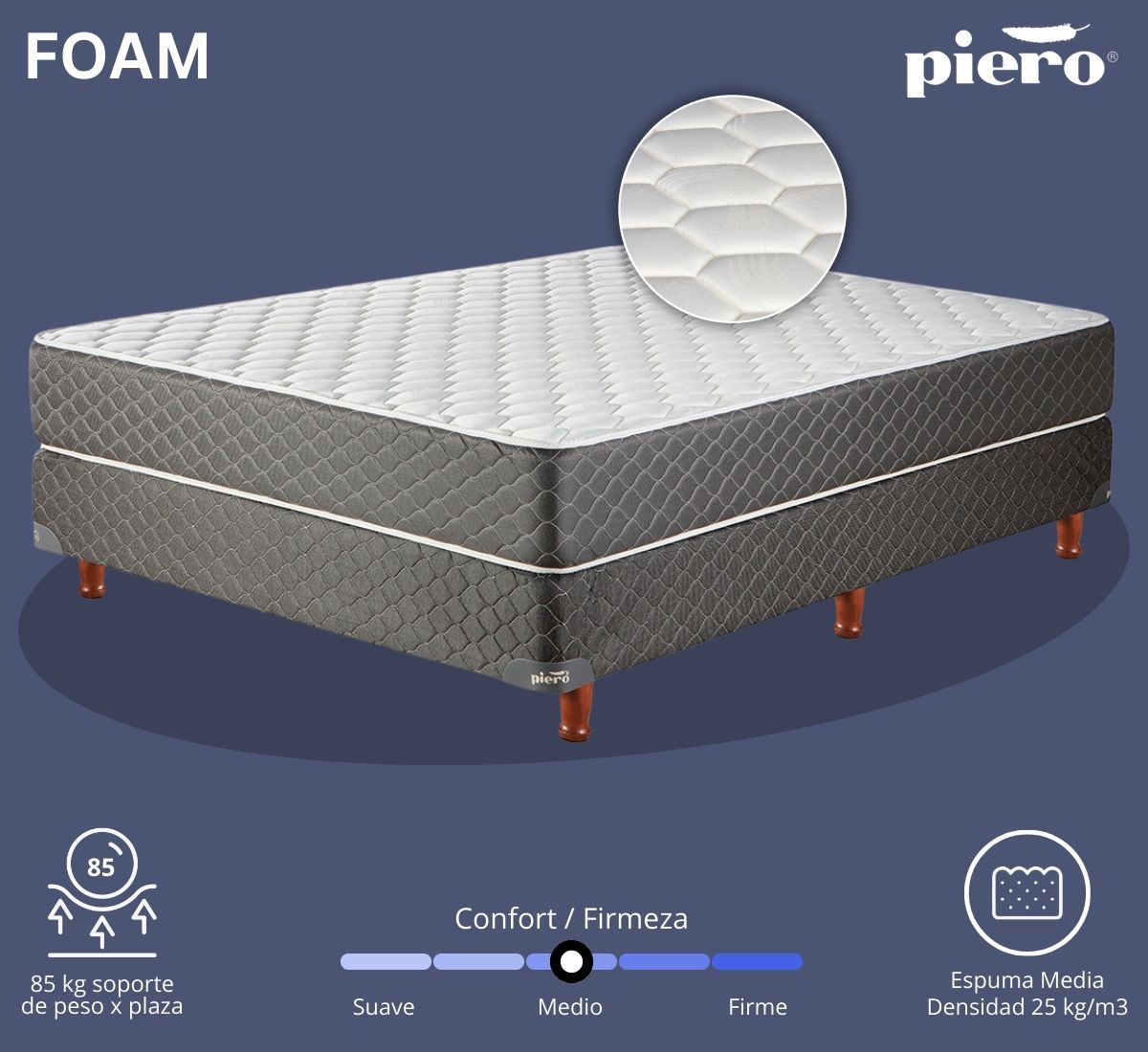 Conjunto de colchón y sommier Piero Foam