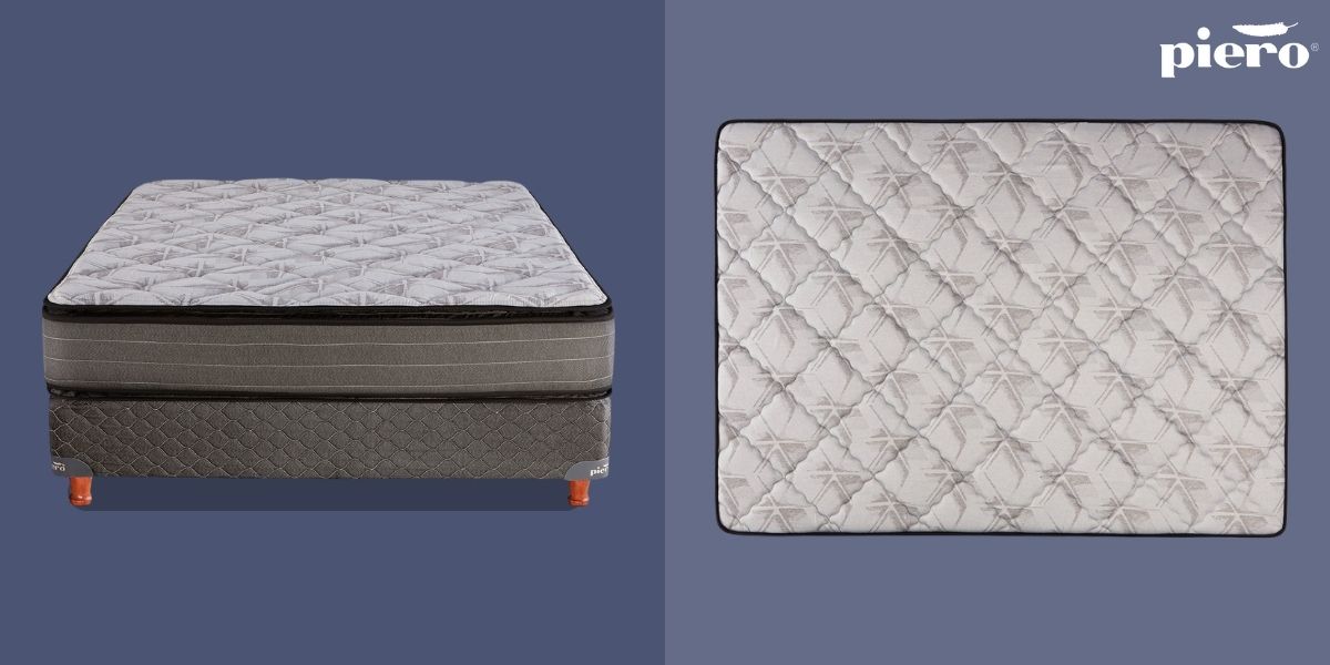 Vista lateral del conjunto de colchón y sommier Piero Nova Pillow Top