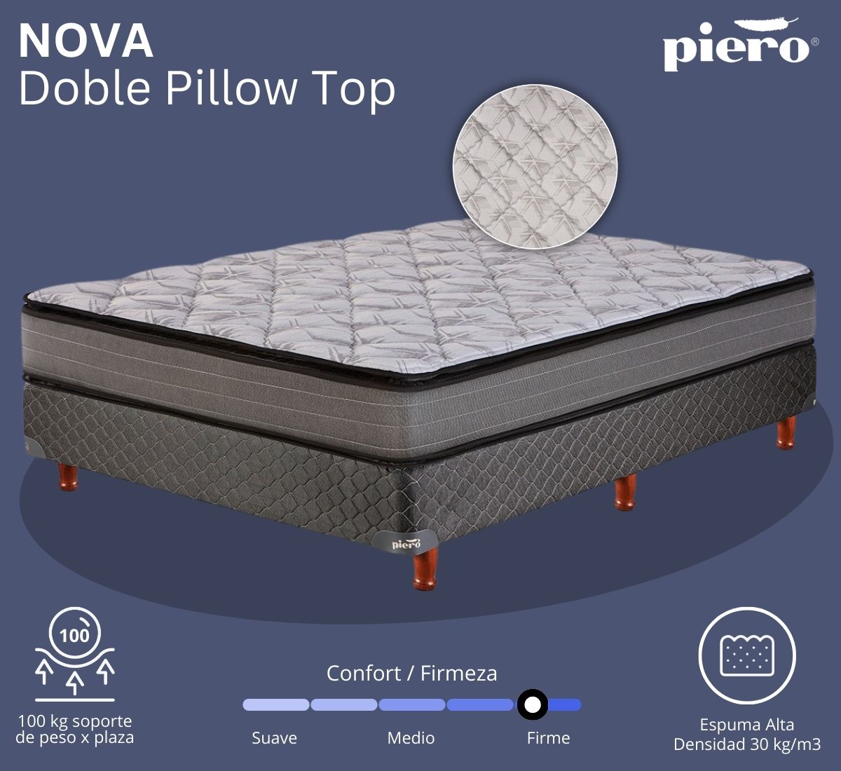 Conjunto de colchón y sommier Piero Nova Pillow Top