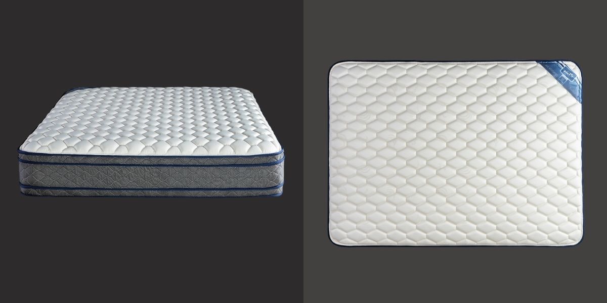 Vista lateral del colchón Piero Bahía Doble Europillow mostrando su doble euro pillow