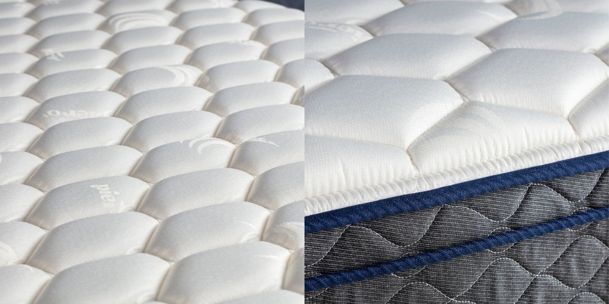 Detalle del acolchado y bordes del colchón Piero Bahía Doble Europillow