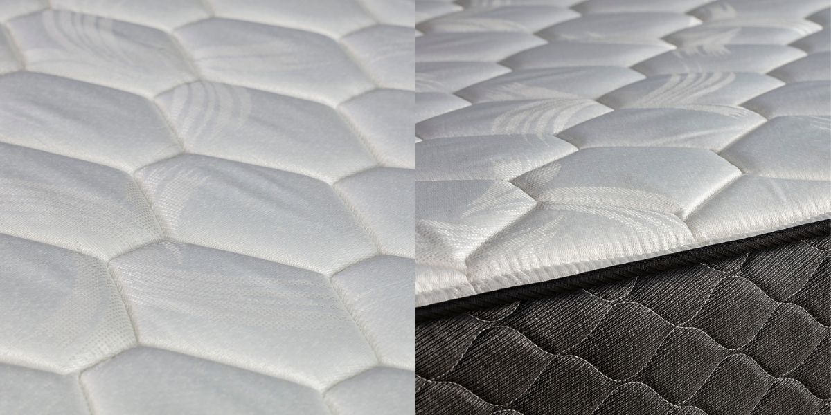 Detalle del acolchado y tela del colchón Piero Spring