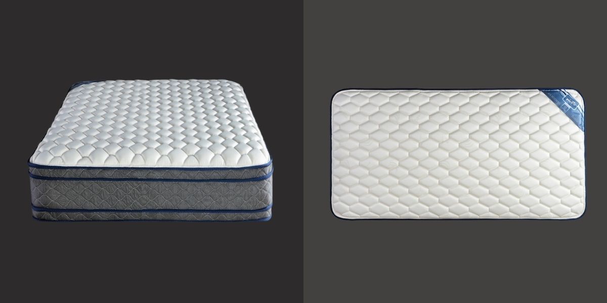 Vista lateral del colch&oacute;n Piero Bah&iacute;a Doble Europillow mostrando su doble euro pillow