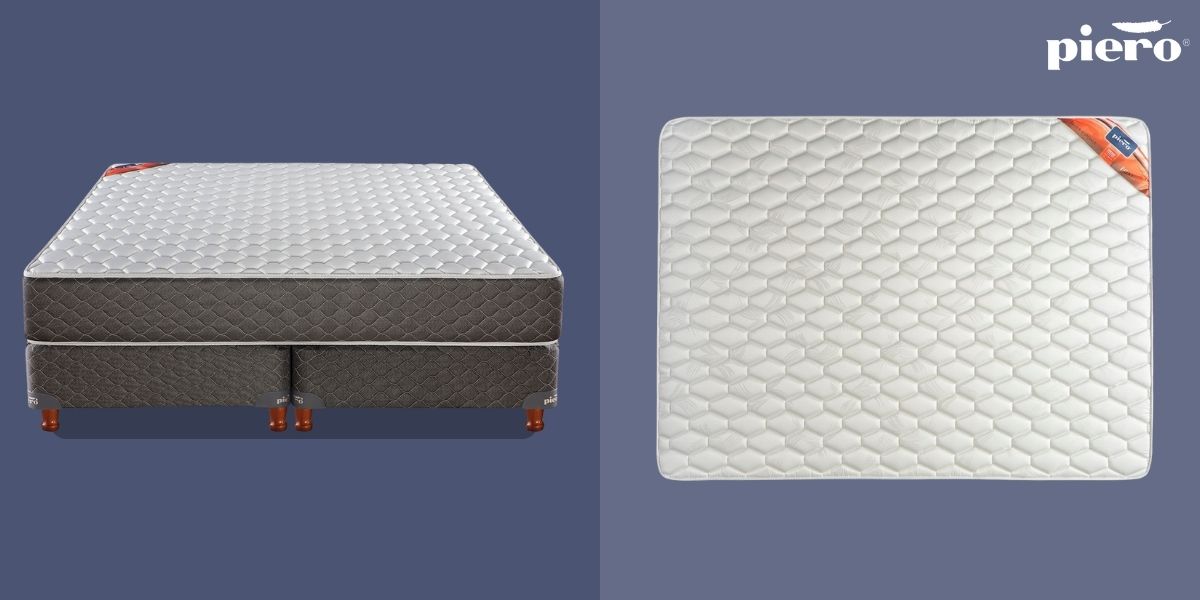 Vista lateral del conjunto de colch&oacute;n y sommier Piero Foam