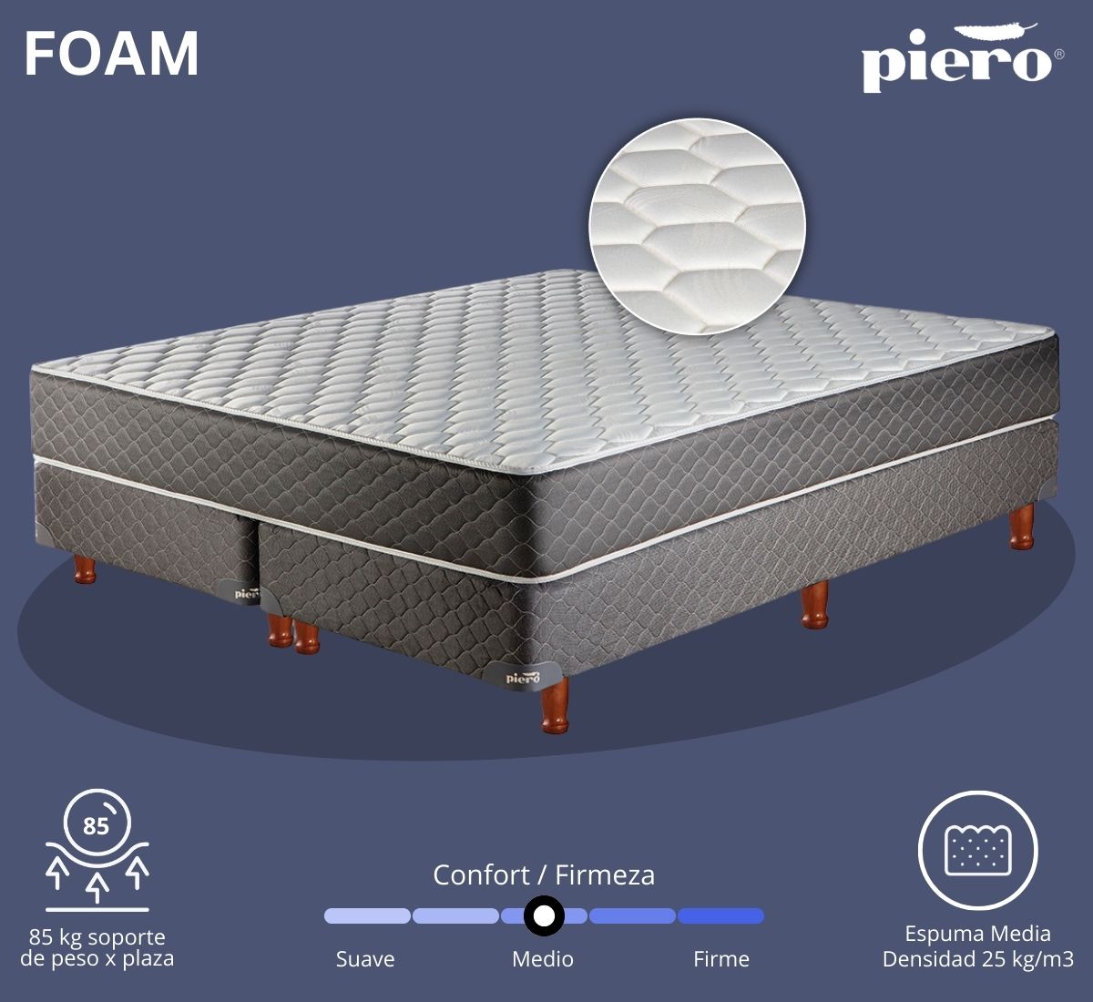 Conjunto de colch&oacute;n y sommier Piero Foam