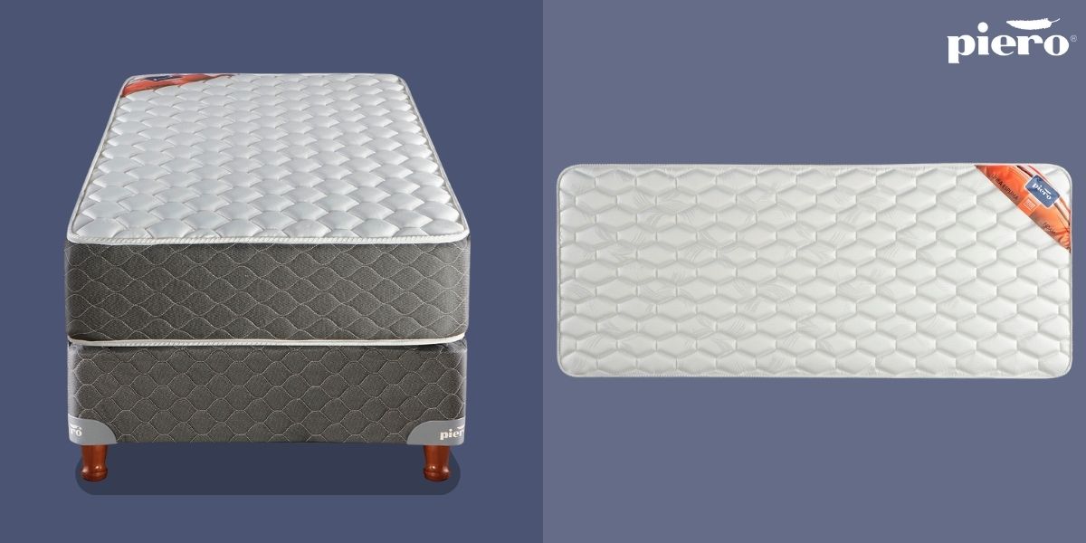 Vista lateral del conjunto de colch&oacute;n y sommier Piero Foam