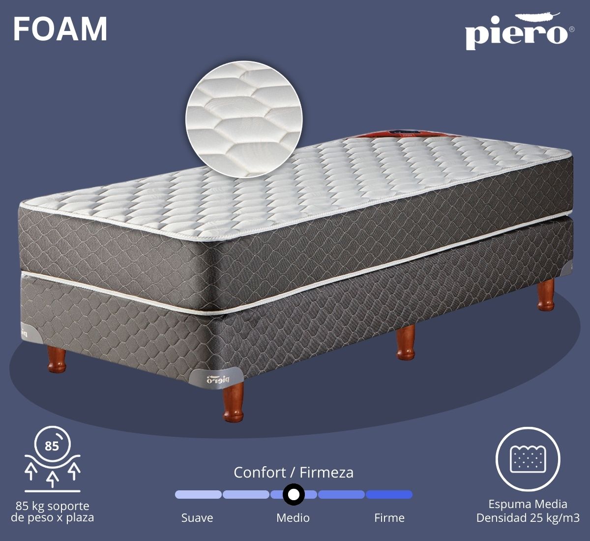 Conjunto de colch&oacute;n y sommier Piero Foam