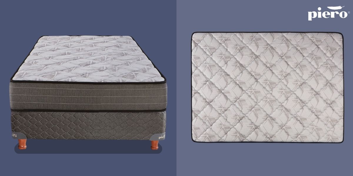 Vista lateral del conjunto de colchón y sommier Piero Nova