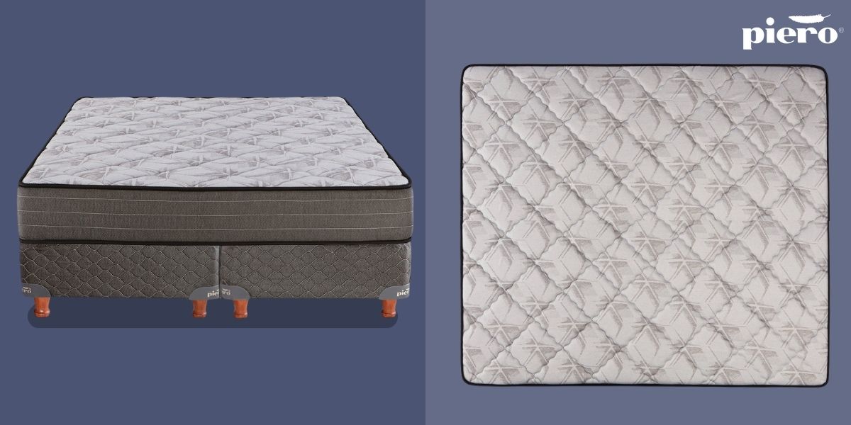 Vista lateral del conjunto de colch&oacute;n y sommier Piero Nova