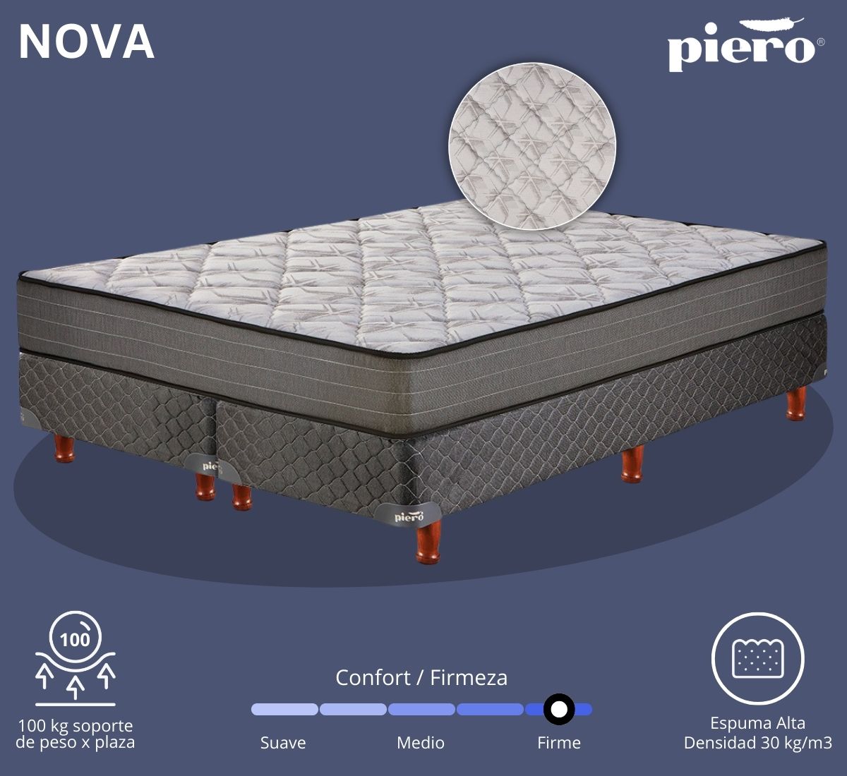 Conjunto de colch&oacute;n y sommier Piero Nova 25 cm
