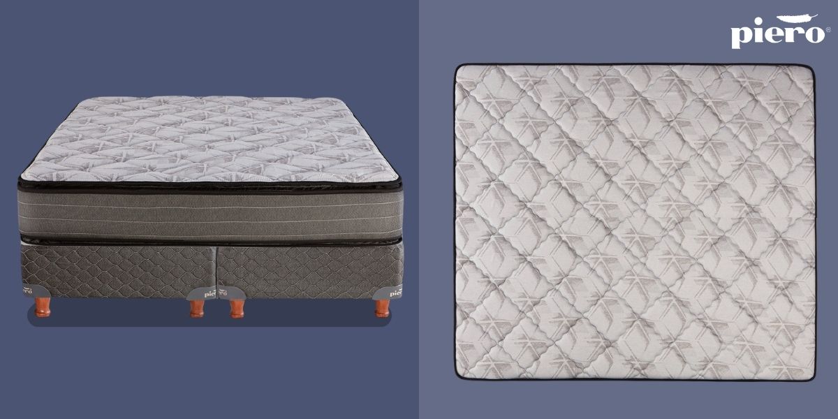 Vista lateral del conjunto de colchón y sommier Piero Nova Pillow Top