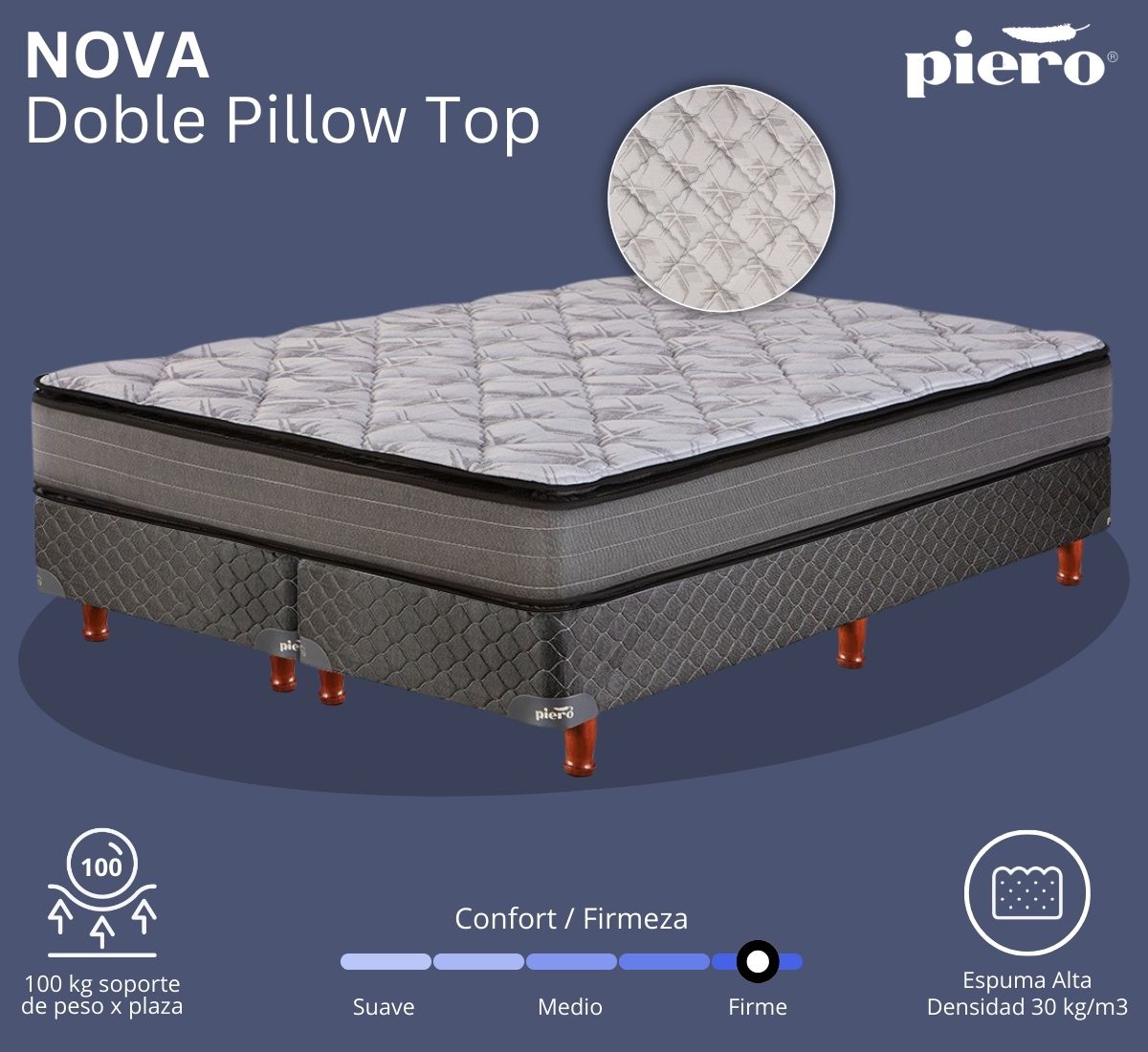 Conjunto de colchón y sommier Piero Nova Pillow Top
