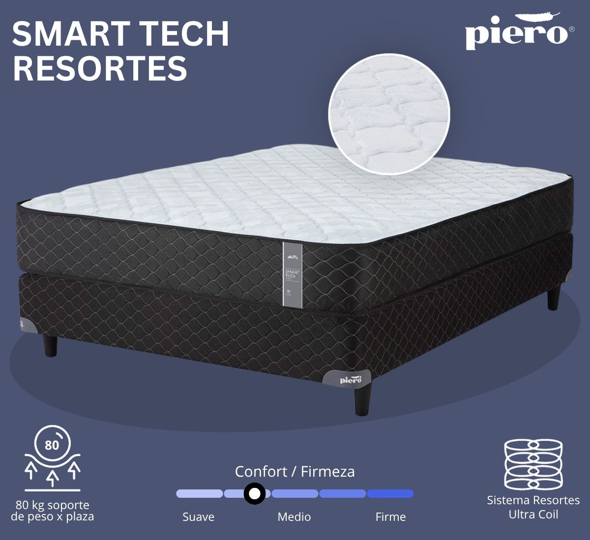 Colch&oacute;n Piero Smart Tech Resortes