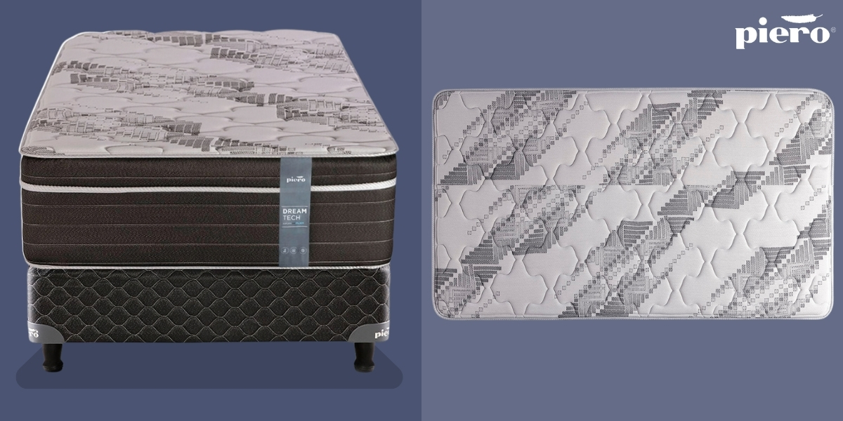 Vista frontal y superior del Sommier Piero Dream Tech Espuma.