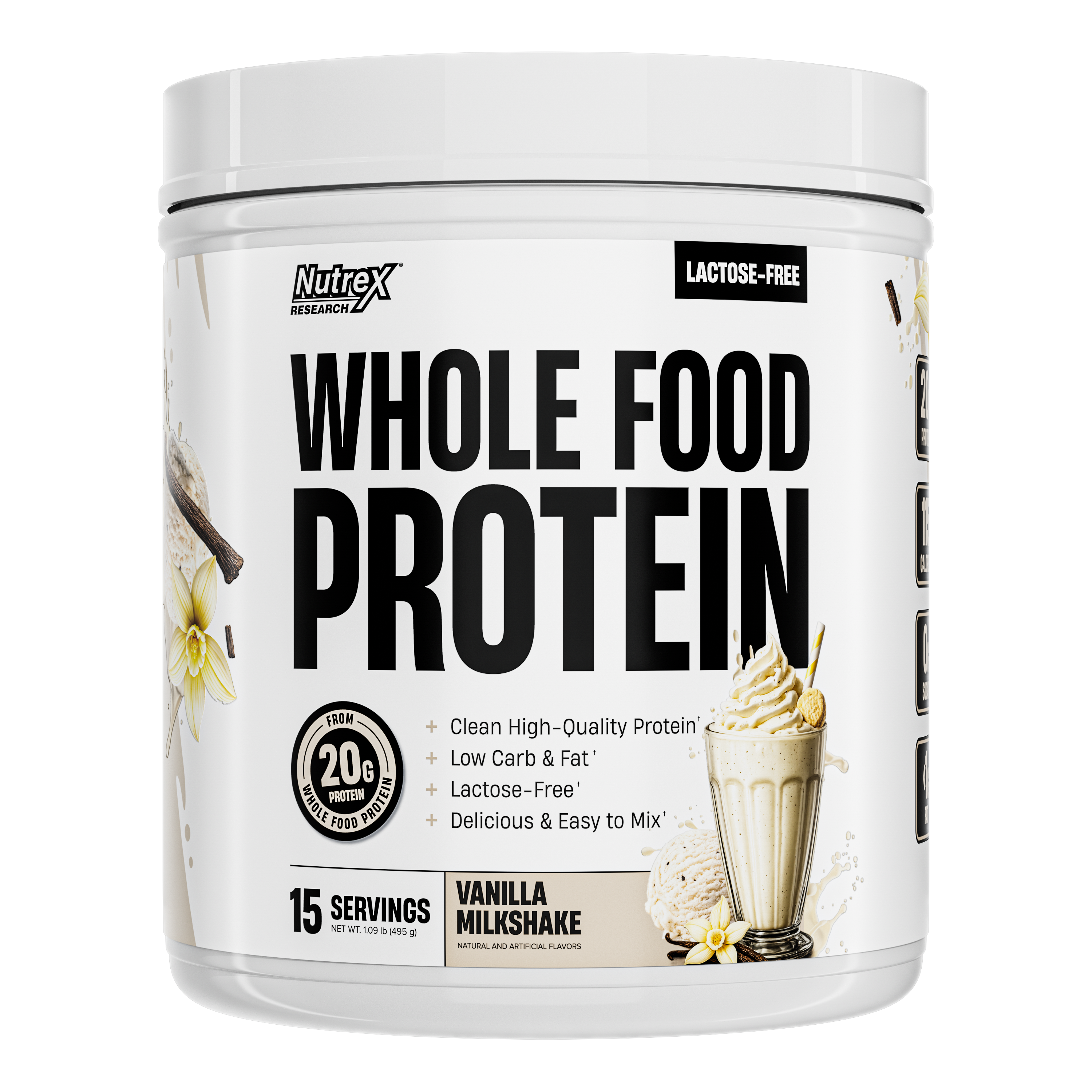 Whole Food Protein Vanilla Milkshake · 15 Servings Nutrex Essential Colombia
