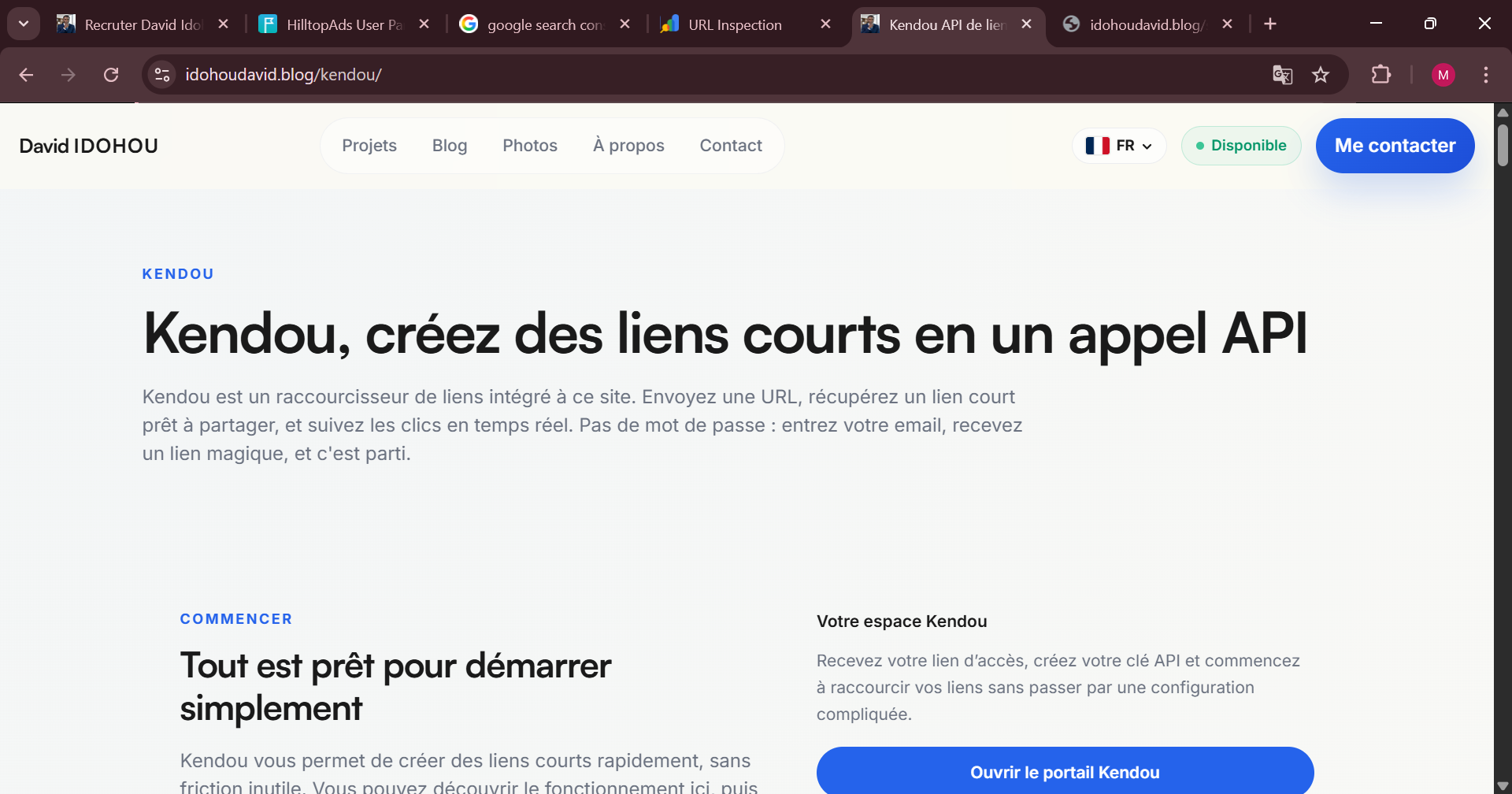 Interface Kendou pour gestion de liens courts