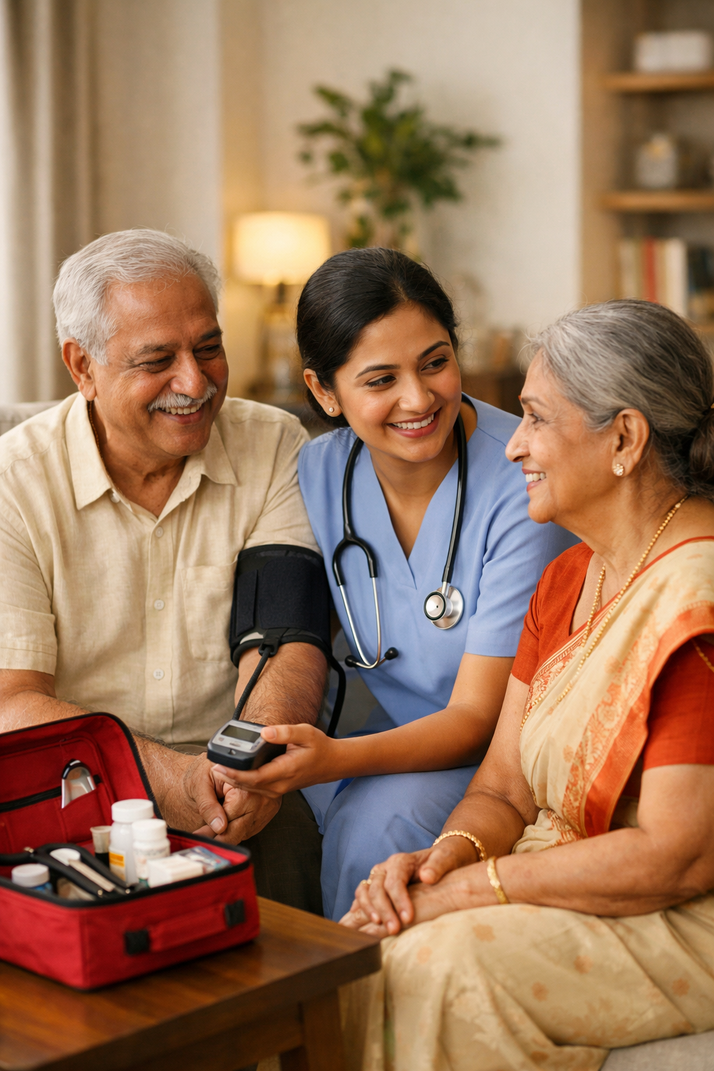 Caregiver with elderly patient