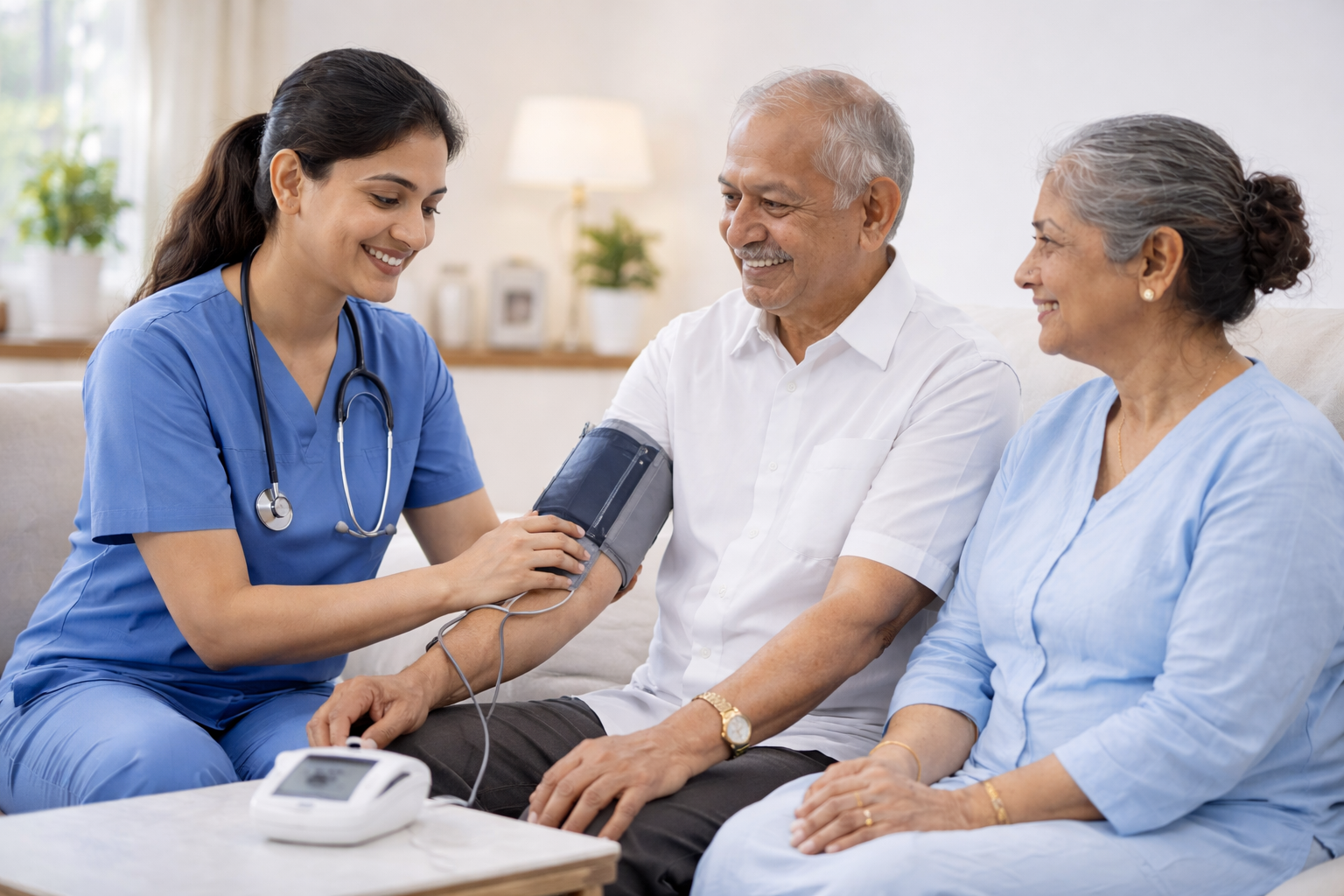 Caregiver with elderly patient