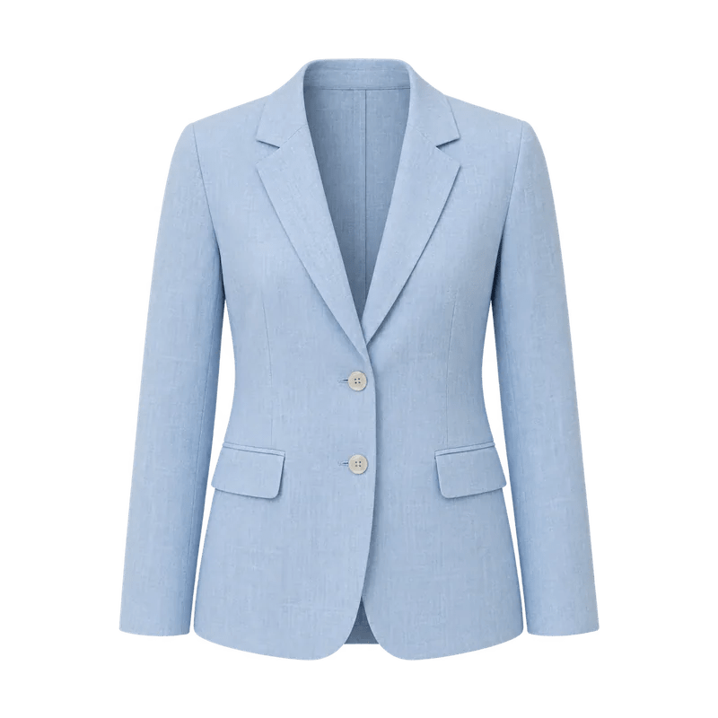 Açık mavi hafif keten blazer