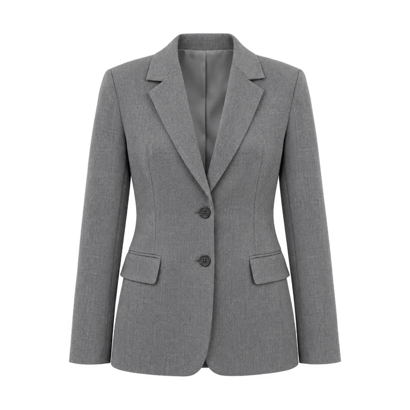 Gri düz yün blazer