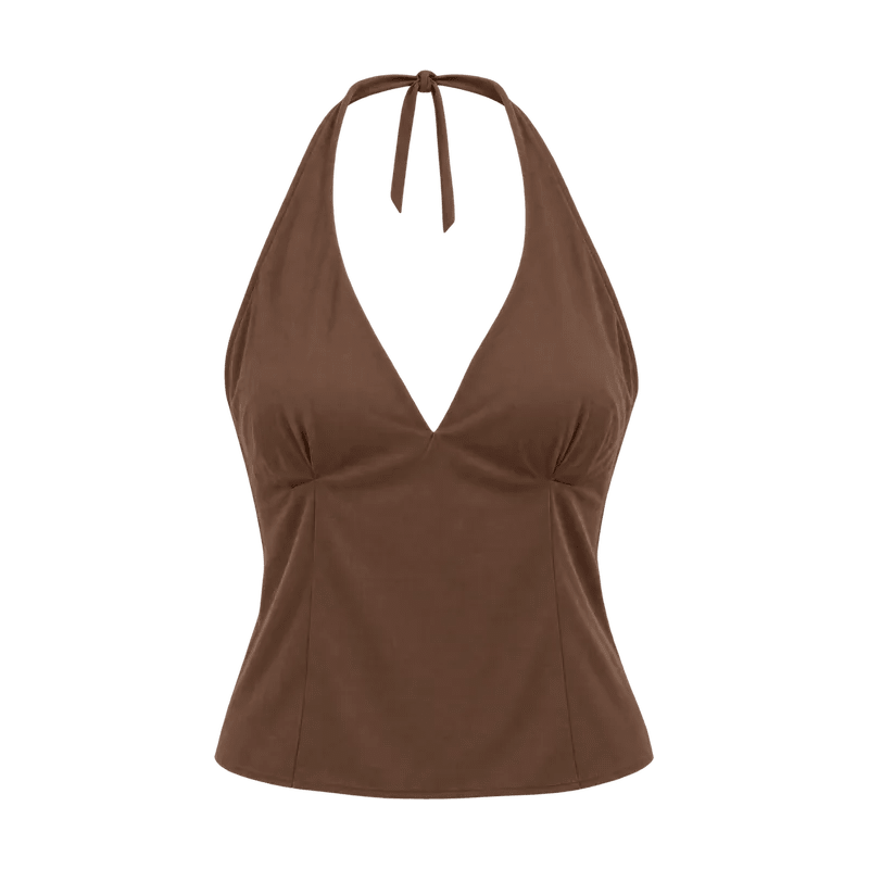 Kahverengi halter bluz
