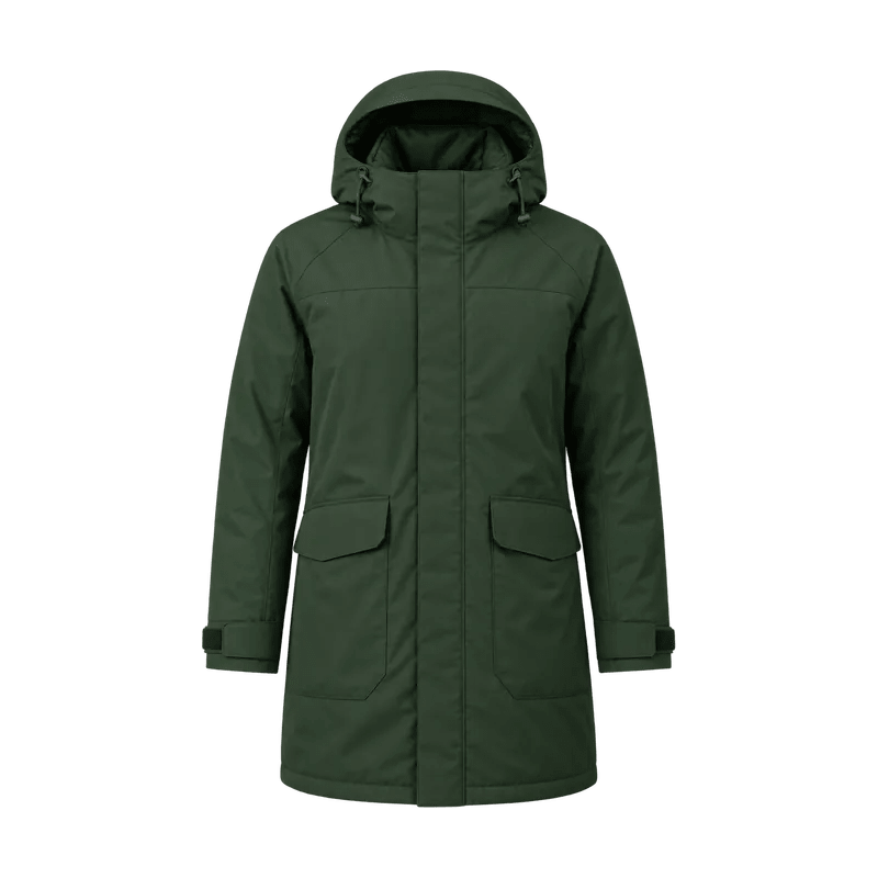Yeşil teknik kapüşonlu parka