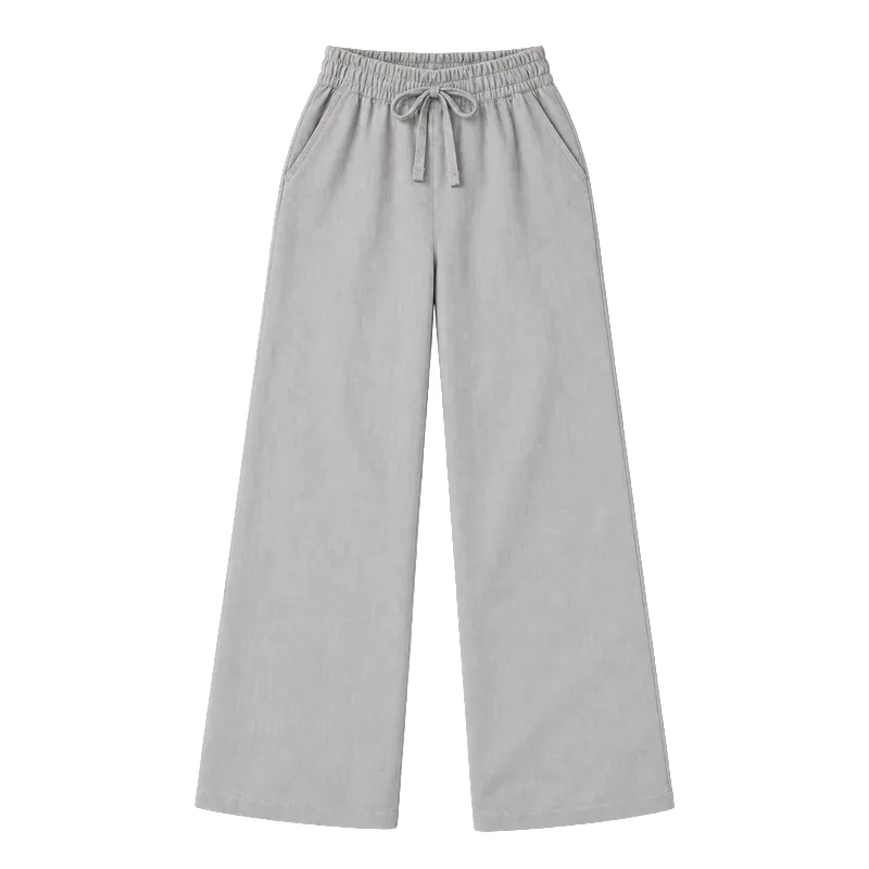 Açık gri bağcıklı pantolon