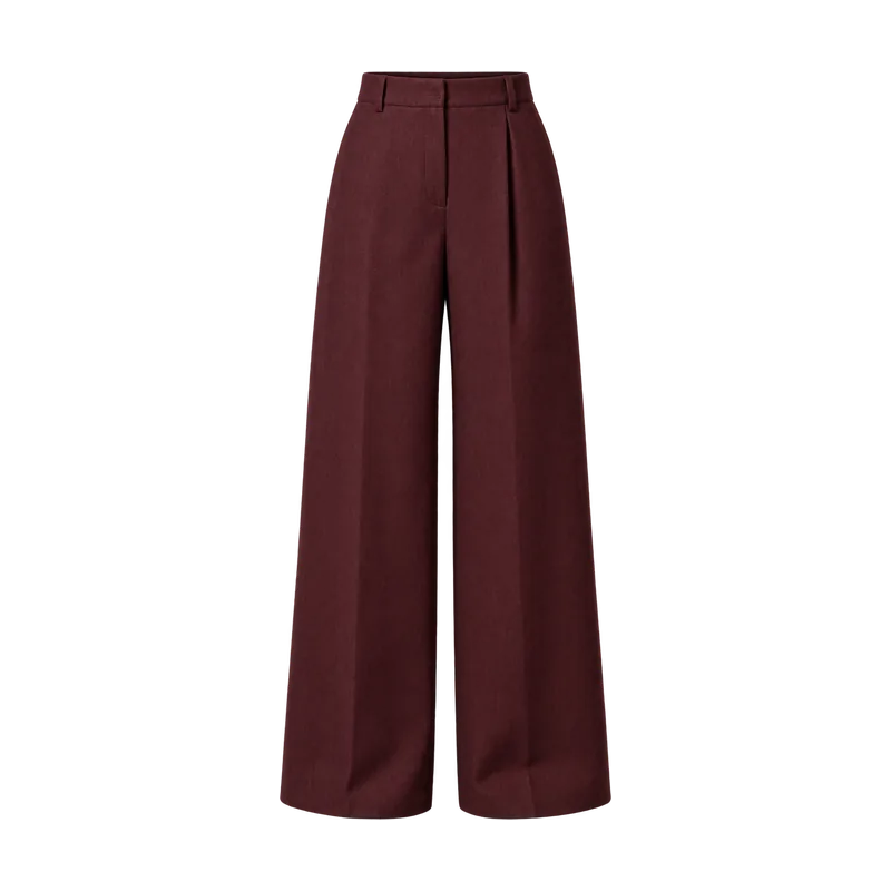 Bordo geniş yün pantolon