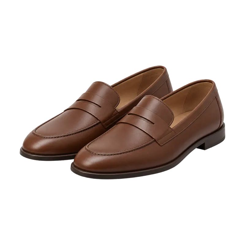 Kahverengi deri loafer