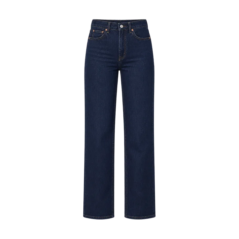 Lacivert tam boy düz jean