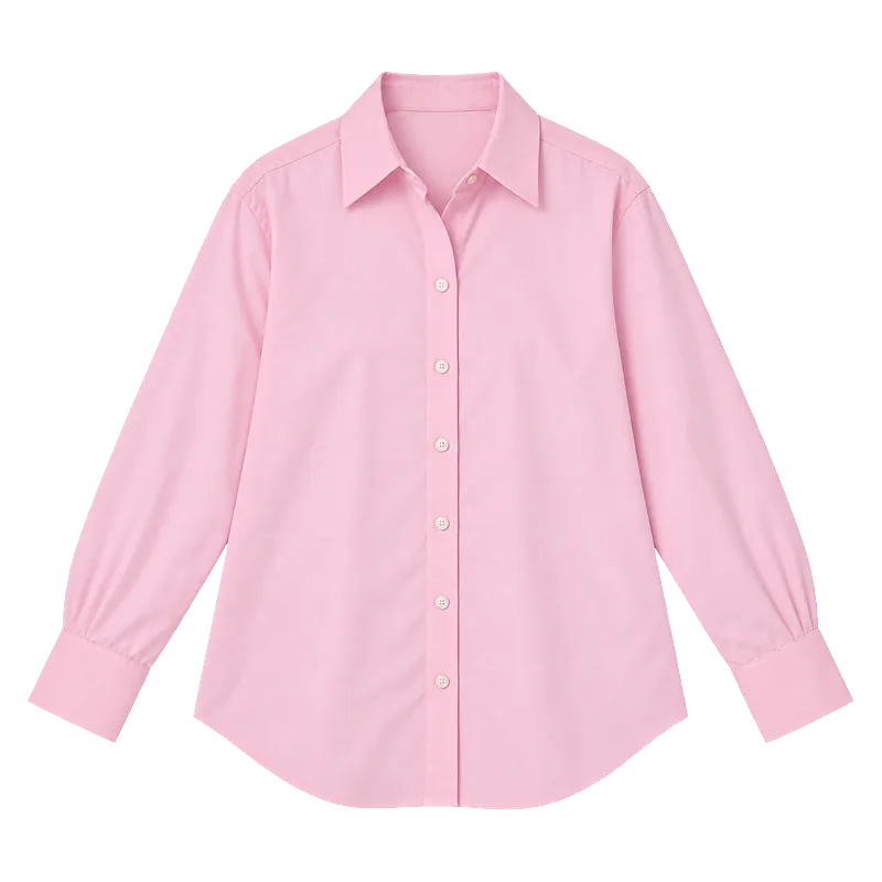 Pembe uzun kollu pamuk gömlek