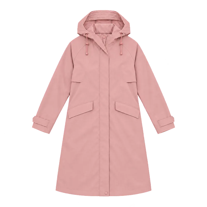 Pembe uzun teknik yağmurluk