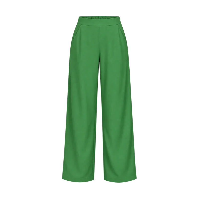 Yeşil bol viskon pantolon