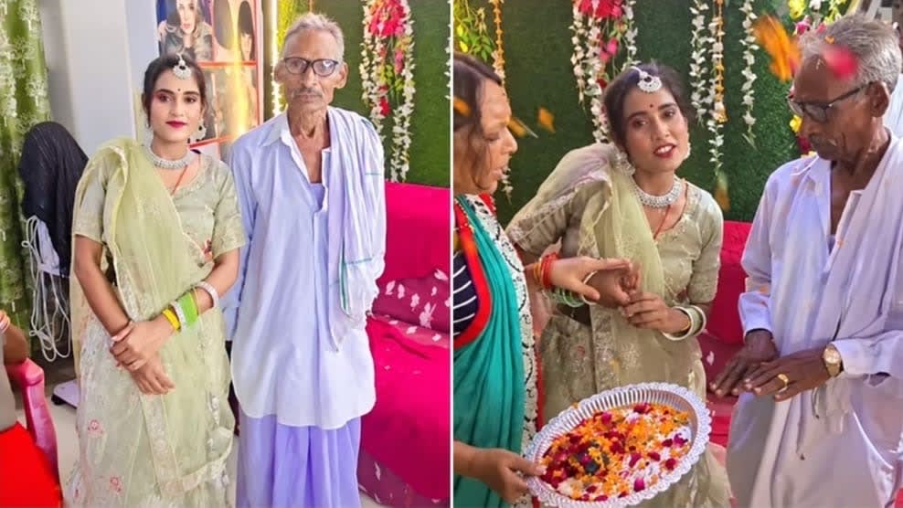 75 കാരനായ വരന്റെയും 30 കാരിയായ വധുവിന്റെയും വിവാഹനിശ്ചയം