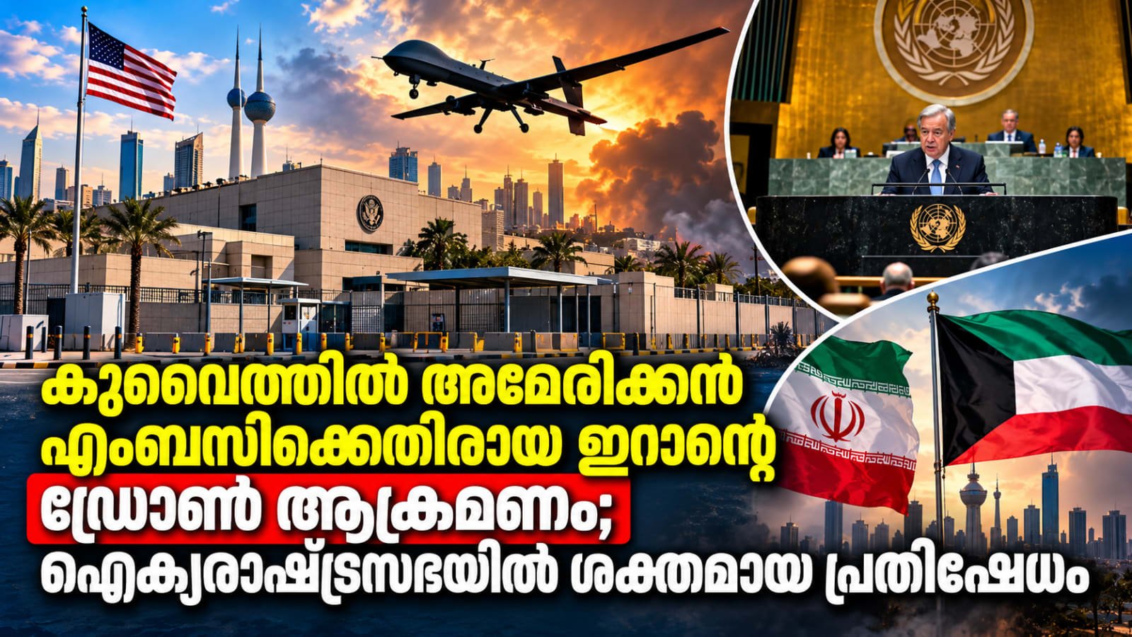 കുവൈത്തിൽ അമേരിക്കൻ എംബസിക്കെതിരായ ഇറാന്റെ ഡ്രോൺ ആക്രമണം; ഐക്യരാഷ്ട്രസഭയിൽ ശക്തമായ പ്രതിഷേധം