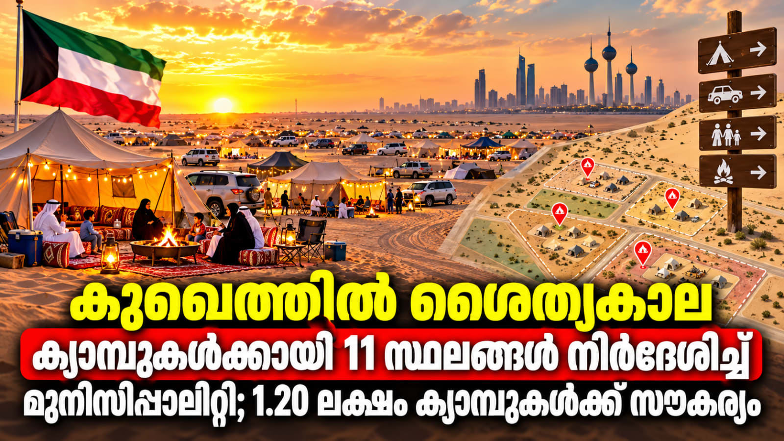 കുവൈത്തിൽ ശൈത്യകാല ക്യാമ്പുകൾക്കായി 11 സ്ഥലങ്ങൾ നിർദേശിച്ച് മുനിസിപ്പാലിറ്റി; 1.20 ലക്ഷം ക്യാമ്പുകൾക്ക് സൗകര്യം