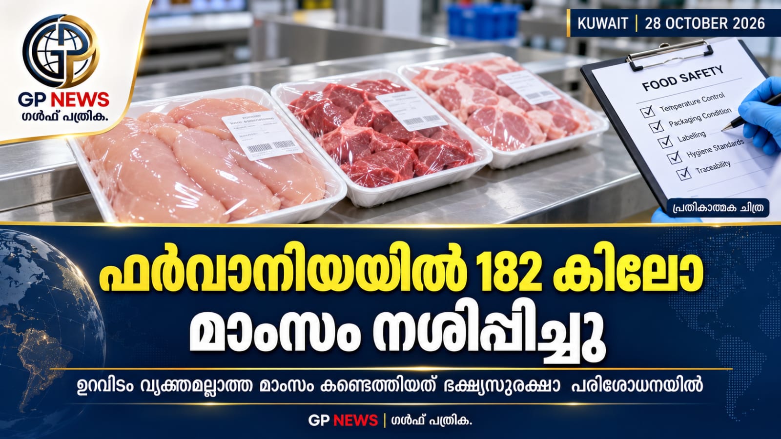 ഫർവാനിയയിൽ ഭക്ഷ്യസ്ഥാപനങ്ങളിൽ പരിശോധന; 182 കിലോ മാംസം നശിപ്പിച്ചു